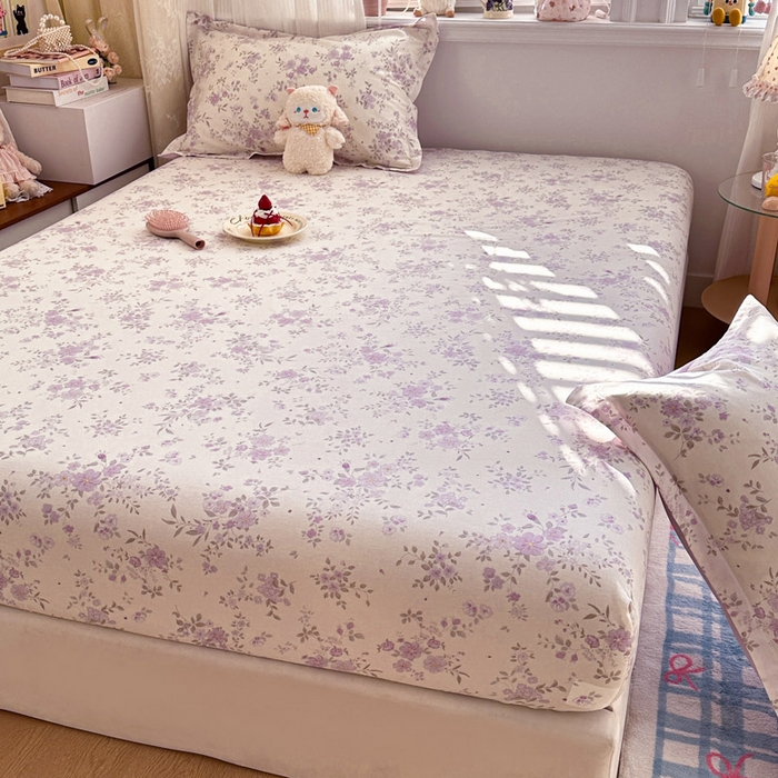 91家纺网 家纺一手货源 找家纺 绵庭家纺 2026新款12868全棉纯棉印花系列床笠单件单品床笠单床笠-第一批 苏林-紫