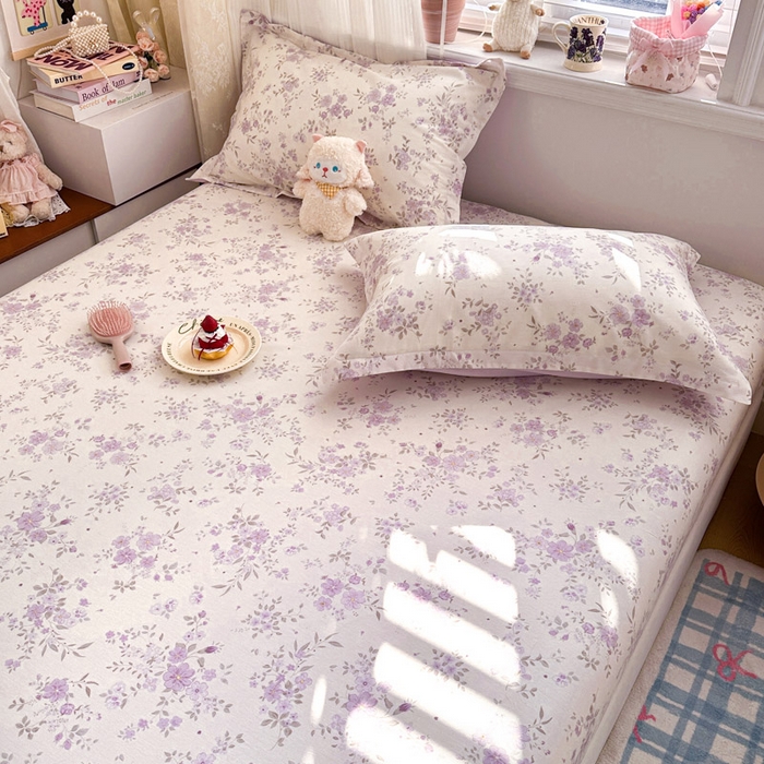 91家纺网 家纺一手货源 找家纺 绵庭家纺 2026新款12868全棉纯棉印花系列床笠单件单品床笠单床笠-第一批 苏林-紫