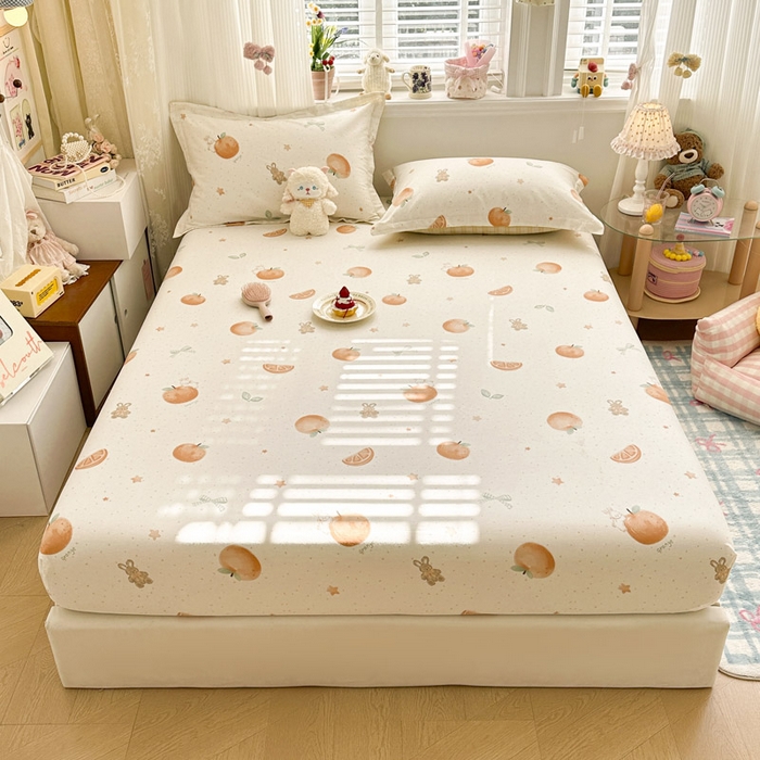 91家纺网 家纺一手货源 找家纺 绵庭家纺 2026新款12868全棉纯棉印花系列床笠单件单品床笠单床笠-第一批 甜桔小兔