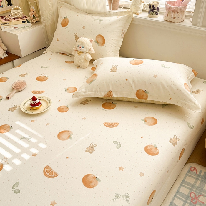 91家纺网 家纺一手货源 找家纺 绵庭家纺 2026新款12868全棉纯棉印花系列床笠单件单品床笠单床笠-第一批 甜桔小兔