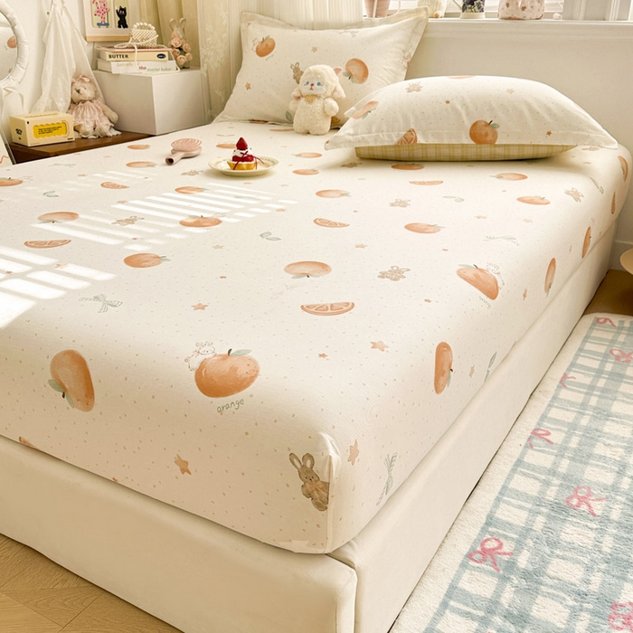 91家纺网 家纺一手货源 找家纺 绵庭家纺 2026新款12868全棉纯棉印花系列床笠单件单品床笠单床笠-第一批 甜桔小兔