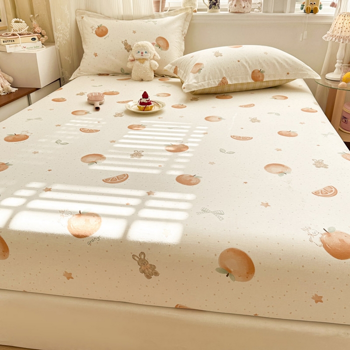 91家纺网 家纺一手货源 找家纺 绵庭家纺 2026新款12868全棉纯棉印花系列床笠单件单品床笠单床笠-第一批 甜桔小兔