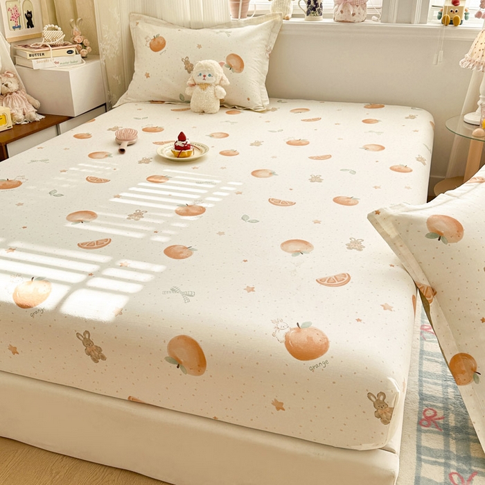 91家纺网 家纺一手货源 找家纺 绵庭家纺 2026新款12868全棉纯棉印花系列床笠单件单品床笠单床笠-第一批 甜桔小兔