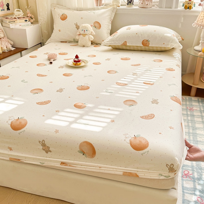 91家纺网 家纺一手货源 找家纺 绵庭家纺 2026新款12868全棉纯棉印花系列床笠单件单品床笠单床笠-第一批 甜桔小兔