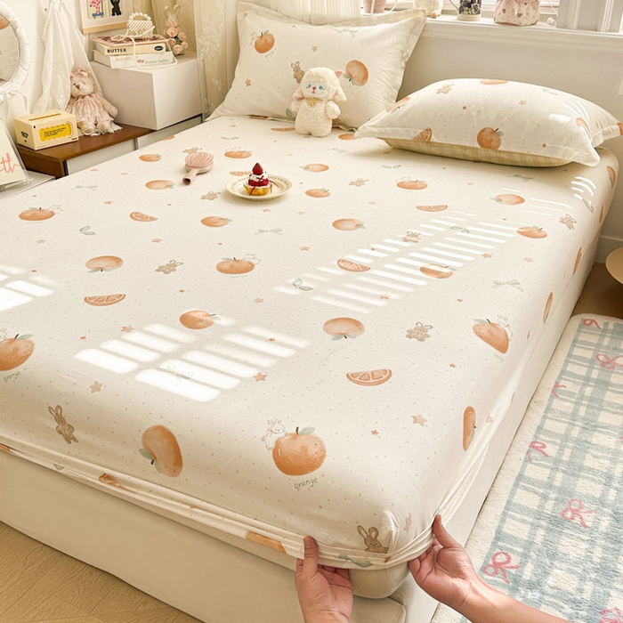 91家纺网 家纺一手货源 找家纺 绵庭家纺 2026新款12868全棉纯棉印花系列床笠单件单品床笠单床笠-第一批 甜桔小兔