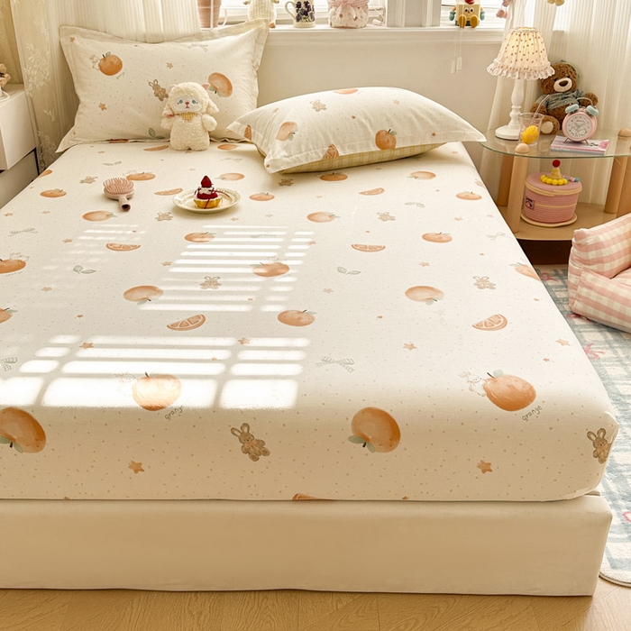 91家纺网 家纺一手货源 找家纺 绵庭家纺 2026新款12868全棉纯棉印花系列床笠单件单品床笠单床笠-第一批 甜桔小兔