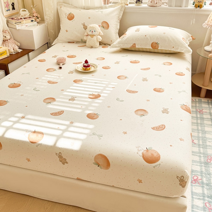 91家纺网 家纺一手货源 找家纺 绵庭家纺 2026新款12868全棉纯棉印花系列床笠单件单品床笠单床笠-第一批 甜桔小兔