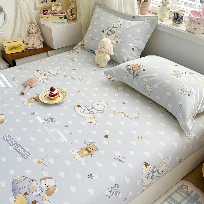 91家纺网 家纺一手货源 找家纺 绵庭家纺 2026新款12868全棉纯棉印花系列床笠单件单品床笠单床笠-第一批 汪汪宇航记