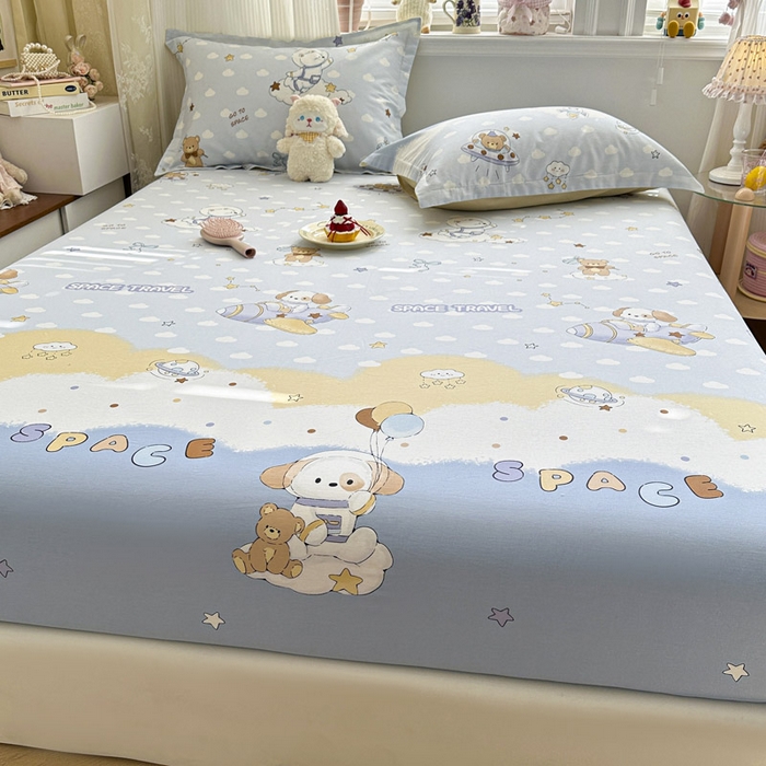 91家纺网 家纺一手货源 找家纺 绵庭家纺 2026新款12868全棉纯棉印花系列床笠单件单品床笠单床笠-第一批 汪汪宇航记