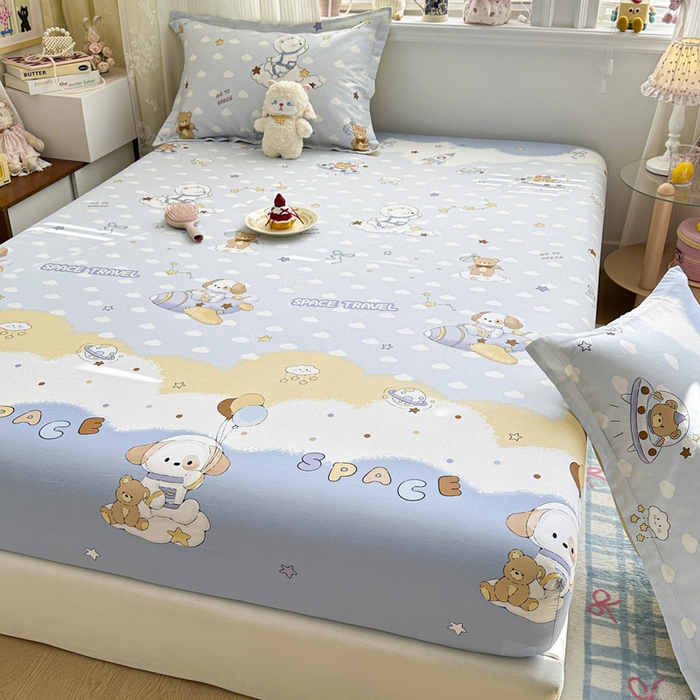 91家纺网 家纺一手货源 找家纺 绵庭家纺 2026新款12868全棉纯棉印花系列床笠单件单品床笠单床笠-第一批 汪汪宇航记