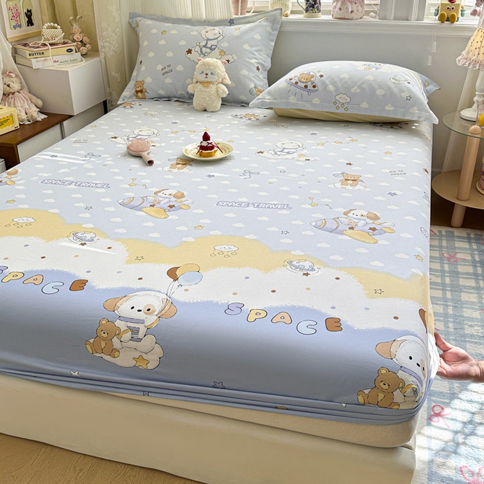 91家纺网 家纺一手货源 找家纺 绵庭家纺 2026新款12868全棉纯棉印花系列床笠单件单品床笠单床笠-第一批 汪汪宇航记