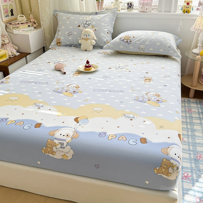 91家纺网 家纺一手货源 找家纺 绵庭家纺 2026新款12868全棉纯棉印花系列床笠单件单品床笠单床笠-第一批 汪汪宇航记