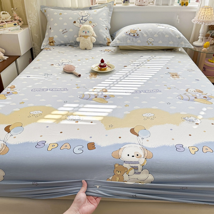 91家纺网 家纺一手货源 找家纺 绵庭家纺 2026新款12868全棉纯棉印花系列床笠单件单品床笠单床笠-第一批 汪汪宇航记