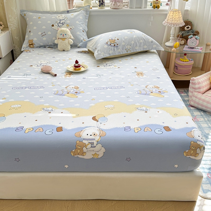 91家纺网 家纺一手货源 找家纺 绵庭家纺 2026新款12868全棉纯棉印花系列床笠单件单品床笠单床笠-第一批 汪汪宇航记