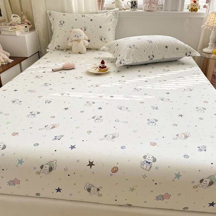 91家纺网 家纺一手货源 找家纺 绵庭家纺 2026新款12868全棉纯棉印花系列床笠单件单品床笠单床笠-第一批 星空狗狗