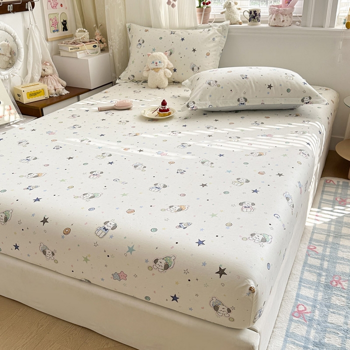 91家纺网 家纺一手货源 找家纺 绵庭家纺 2026新款12868全棉纯棉印花系列床笠单件单品床笠单床笠-第一批 星空狗狗