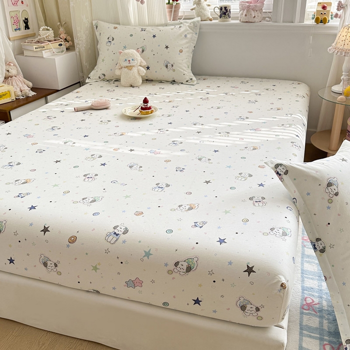 91家纺网 家纺一手货源 找家纺 绵庭家纺 2026新款12868全棉纯棉印花系列床笠单件单品床笠单床笠-第一批 星空狗狗