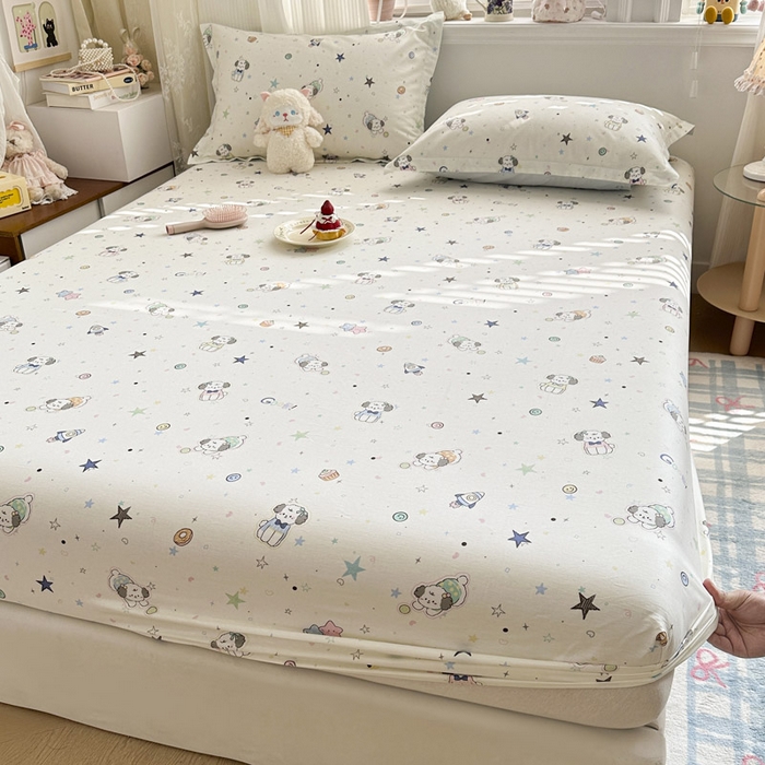 91家纺网 家纺一手货源 找家纺 绵庭家纺 2026新款12868全棉纯棉印花系列床笠单件单品床笠单床笠-第一批 星空狗狗