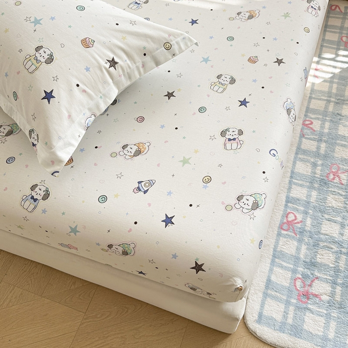 91家纺网 家纺一手货源 找家纺 绵庭家纺 2026新款12868全棉纯棉印花系列床笠单件单品床笠单床笠-第一批 星空狗狗