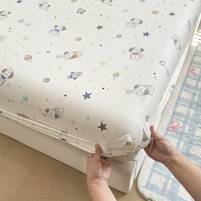 91家纺网 家纺一手货源 找家纺 绵庭家纺 2026新款12868全棉纯棉印花系列床笠单件单品床笠单床笠-第一批 星空狗狗