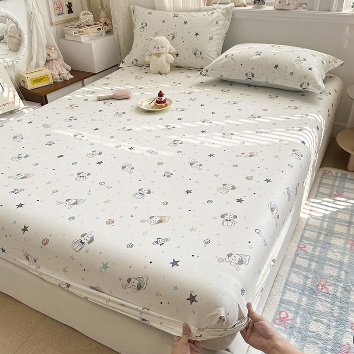 91家纺网 家纺一手货源 找家纺 绵庭家纺 2026新款12868全棉纯棉印花系列床笠单件单品床笠单床笠-第一批 星空狗狗