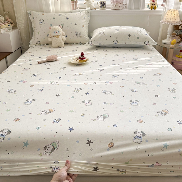 91家纺网 家纺一手货源 找家纺 绵庭家纺 2026新款12868全棉纯棉印花系列床笠单件单品床笠单床笠-第一批 星空狗狗