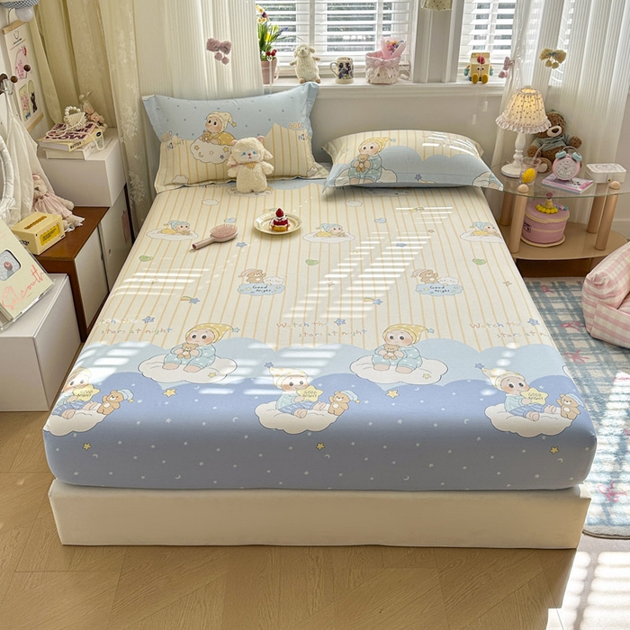 91家纺网 家纺一手货源 找家纺 绵庭家纺 2026新款12868全棉纯棉印花系列床笠单件单品床笠单床笠-第一批 星语星愿