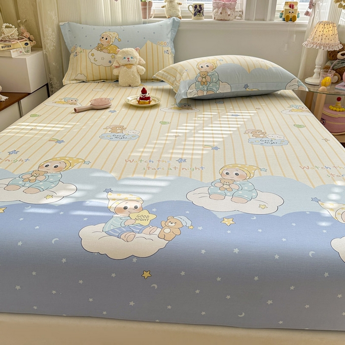 91家纺网 家纺一手货源 找家纺 绵庭家纺 2026新款12868全棉纯棉印花系列床笠单件单品床笠单床笠-第一批 星语星愿