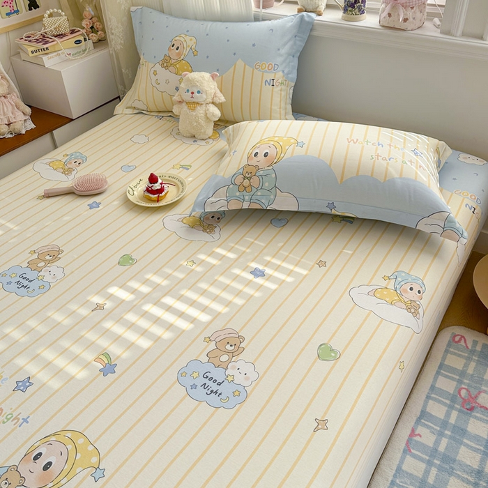 91家纺网 家纺一手货源 找家纺 绵庭家纺 2026新款12868全棉纯棉印花系列床笠单件单品床笠单床笠-第一批 星语星愿