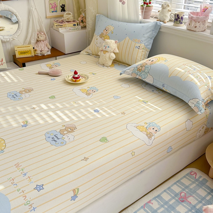 91家纺网 家纺一手货源 找家纺 绵庭家纺 2026新款12868全棉纯棉印花系列床笠单件单品床笠单床笠-第一批 星语星愿