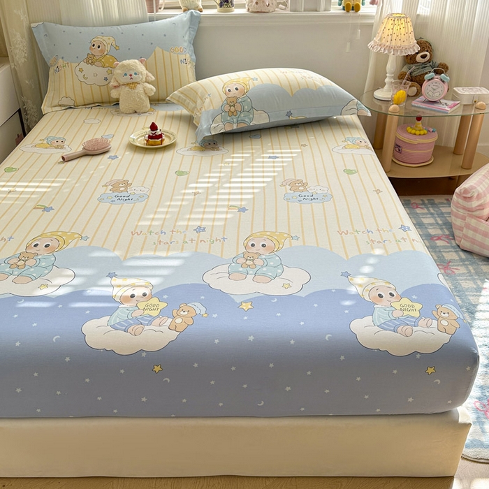 91家纺网 家纺一手货源 找家纺 绵庭家纺 2026新款12868全棉纯棉印花系列床笠单件单品床笠单床笠-第一批 星语星愿