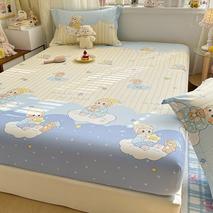 91家纺网 家纺一手货源 找家纺 绵庭家纺 2026新款12868全棉纯棉印花系列床笠单件单品床笠单床笠-第一批 星语星愿