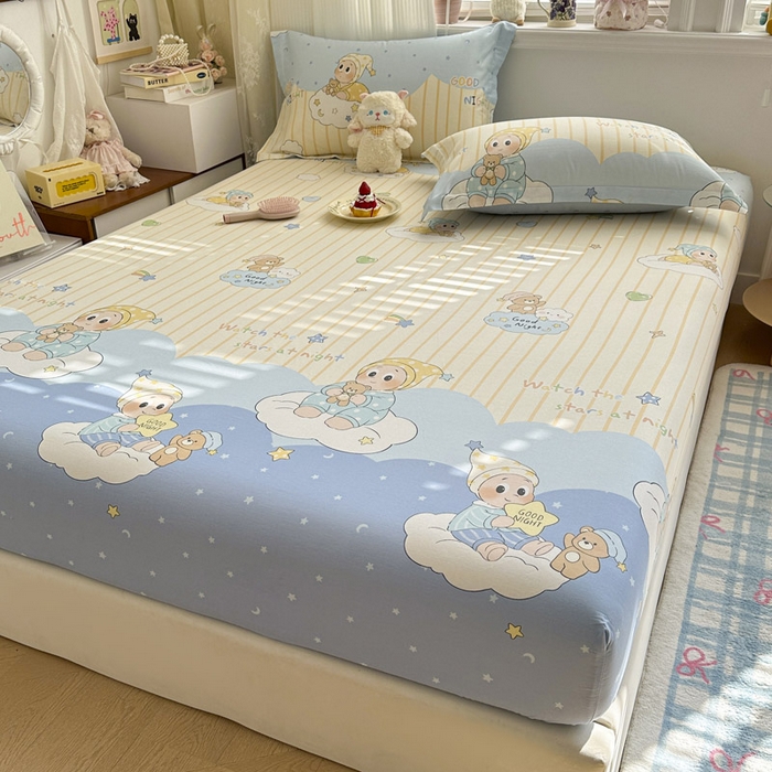 91家纺网 家纺一手货源 找家纺 绵庭家纺 2026新款12868全棉纯棉印花系列床笠单件单品床笠单床笠-第一批 星语星愿