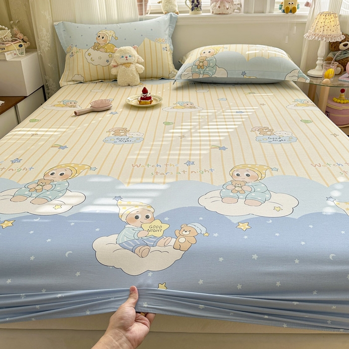 91家纺网 家纺一手货源 找家纺 绵庭家纺 2026新款12868全棉纯棉印花系列床笠单件单品床笠单床笠-第一批 星语星愿