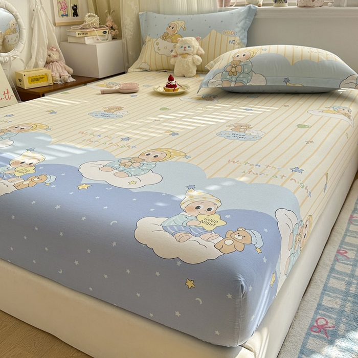 91家纺网 家纺一手货源 找家纺 绵庭家纺 2026新款12868全棉纯棉印花系列床笠单件单品床笠单床笠-第一批 星语星愿