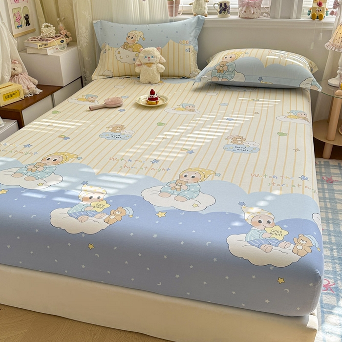 91家纺网 家纺一手货源 找家纺 绵庭家纺 2026新款12868全棉纯棉印花系列床笠单件单品床笠单床笠-第一批 星语星愿