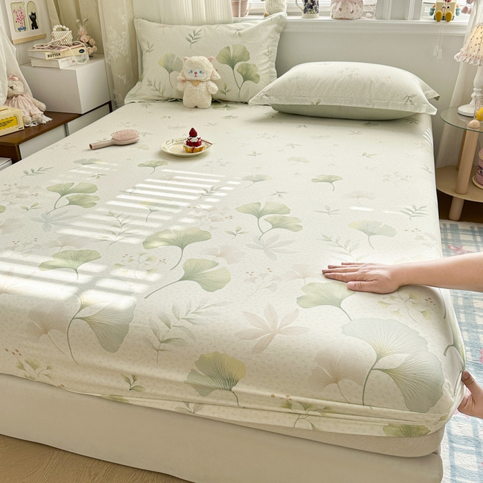 绵庭家纺 2026新款12868全棉纯棉印花系列床笠单件单品床笠单床笠-第一批 银杏疏影
