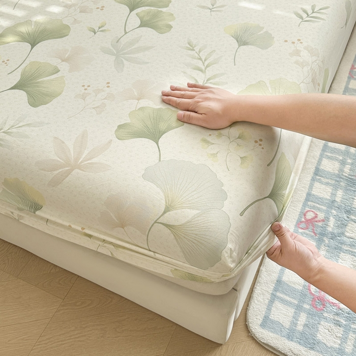 91家纺网 家纺一手货源 找家纺 绵庭家纺 2026新款12868全棉纯棉印花系列床笠单件单品床笠单床笠-第一批 银杏疏影