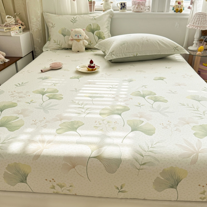 91家纺网 家纺一手货源 找家纺 绵庭家纺 2026新款12868全棉纯棉印花系列床笠单件单品床笠单床笠-第一批 银杏疏影