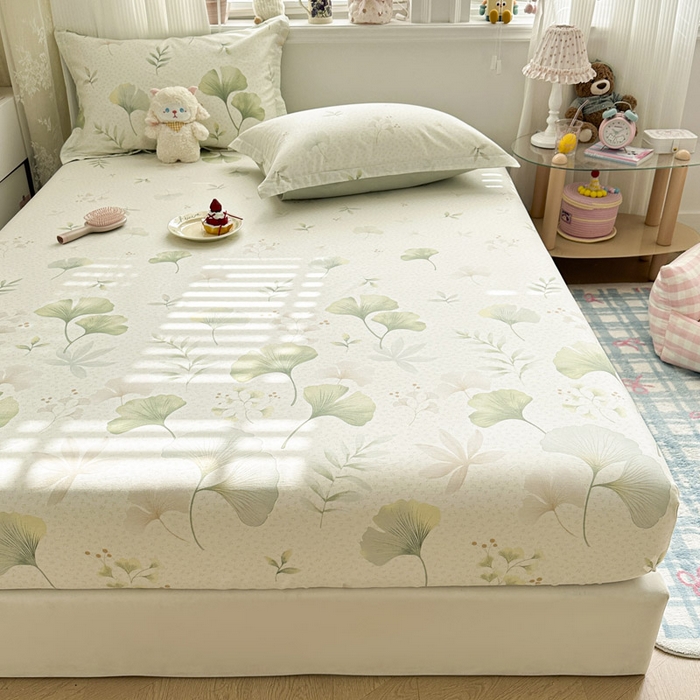 91家纺网 家纺一手货源 找家纺 绵庭家纺 2026新款12868全棉纯棉印花系列床笠单件单品床笠单床笠-第一批 银杏疏影