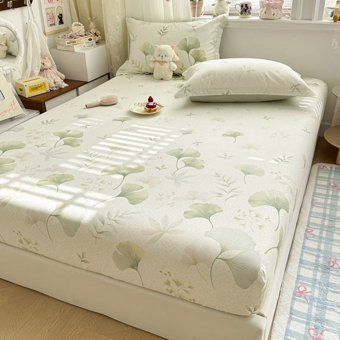 91家纺网 家纺一手货源 找家纺 绵庭家纺 2026新款12868全棉纯棉印花系列床笠单件单品床笠单床笠-第一批 银杏疏影