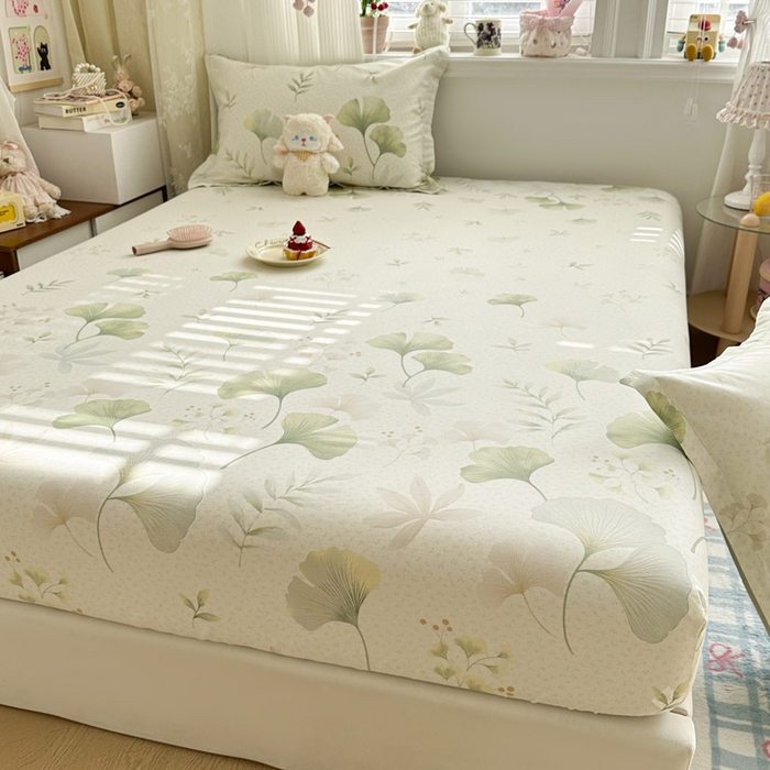 91家纺网 家纺一手货源 找家纺 绵庭家纺 2026新款12868全棉纯棉印花系列床笠单件单品床笠单床笠-第一批 银杏疏影