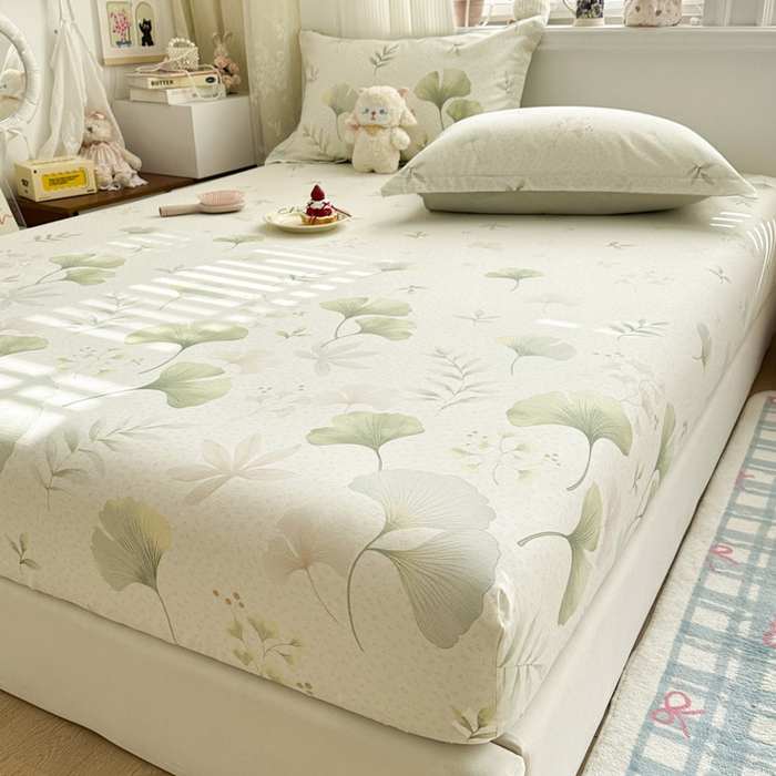 91家纺网 家纺一手货源 找家纺 绵庭家纺 2026新款12868全棉纯棉印花系列床笠单件单品床笠单床笠-第一批 银杏疏影