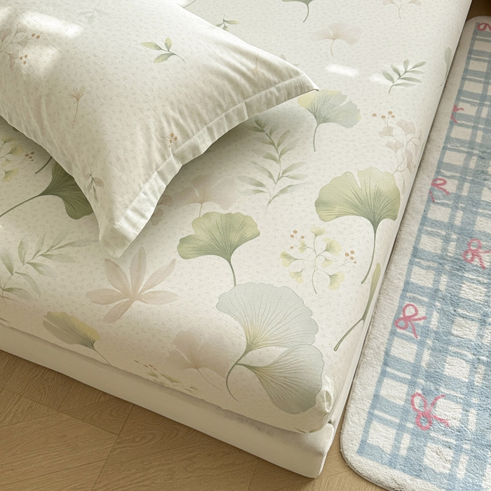 91家纺网 家纺一手货源 找家纺 绵庭家纺 2026新款12868全棉纯棉印花系列床笠单件单品床笠单床笠-第一批 银杏疏影