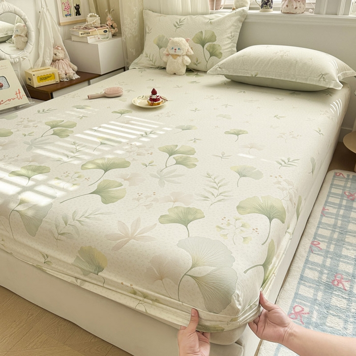 91家纺网 家纺一手货源 找家纺 绵庭家纺 2026新款12868全棉纯棉印花系列床笠单件单品床笠单床笠-第一批 银杏疏影