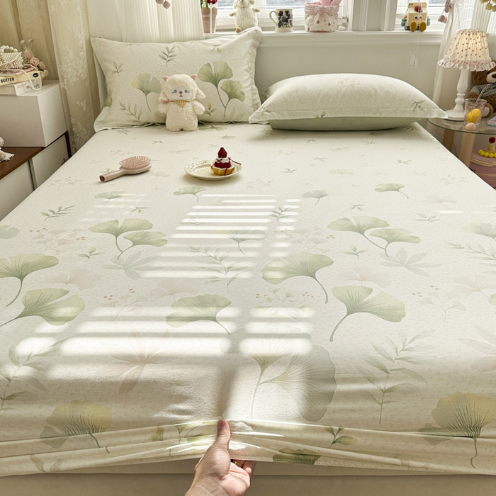 91家纺网 家纺一手货源 找家纺 绵庭家纺 2026新款12868全棉纯棉印花系列床笠单件单品床笠单床笠-第一批 银杏疏影