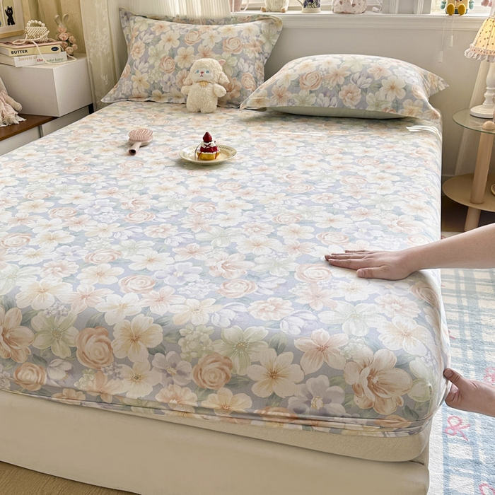 绵庭家纺 2026新款12868全棉纯棉印花系列床笠单件单品床笠单床笠-第一批 釉色浮光-兰