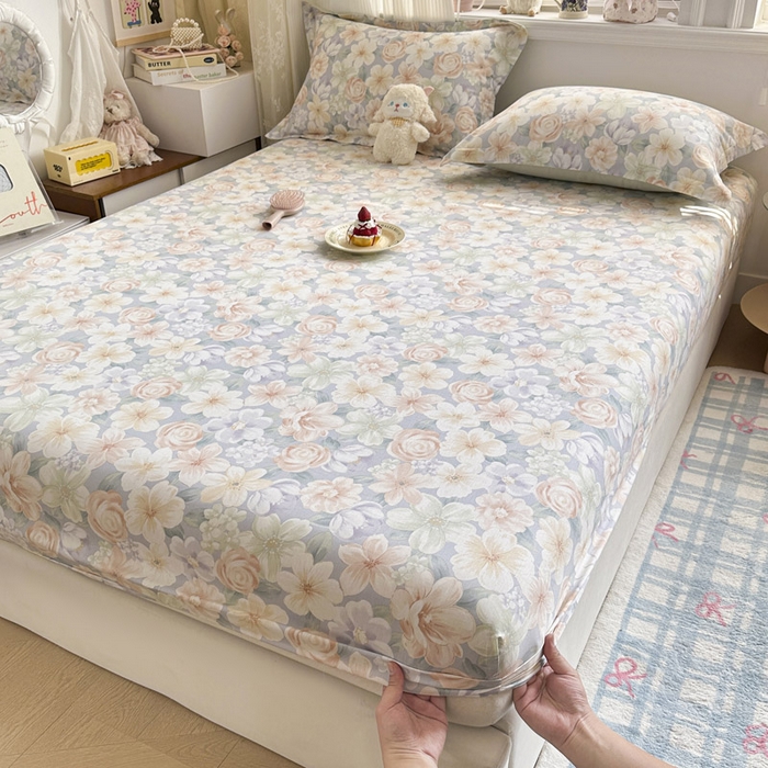 91家纺网 家纺一手货源 找家纺 绵庭家纺 2026新款12868全棉纯棉印花系列床笠单件单品床笠单床笠-第一批 釉色浮光-兰