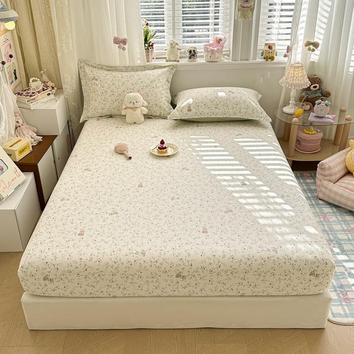 91家纺网 家纺一手货源 找家纺 绵庭家纺 2026新款12868全棉纯棉印花系列床笠单件单品床笠单床笠-第一批 月兔花园