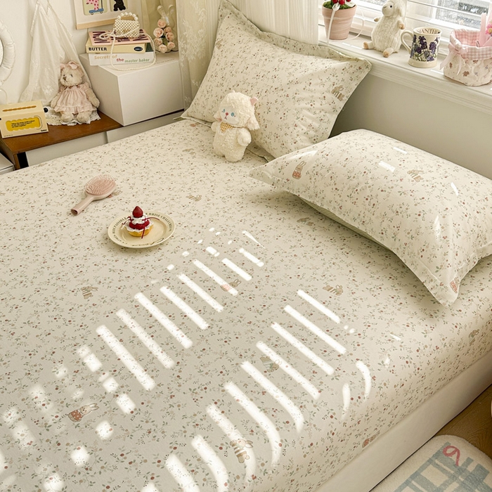 91家纺网 家纺一手货源 找家纺 绵庭家纺 2026新款12868全棉纯棉印花系列床笠单件单品床笠单床笠-第一批 月兔花园